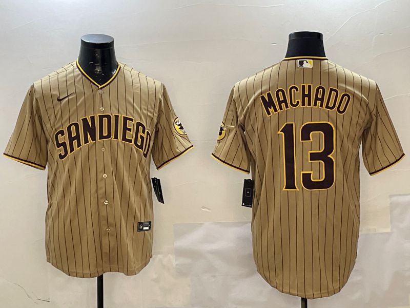 Men San Diego Padres #13 Machado Brown Stripe Game 2025 Nike MLB Jersey style 1